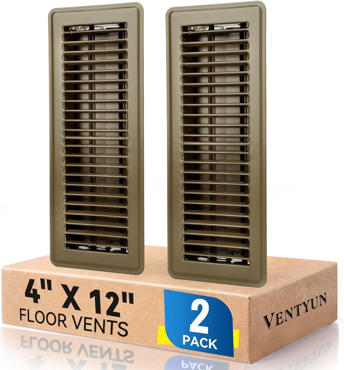 4" X 12" Floor Register Vent Covers 2-Pack, Walkable Powder-Coated Metal Vent Co
