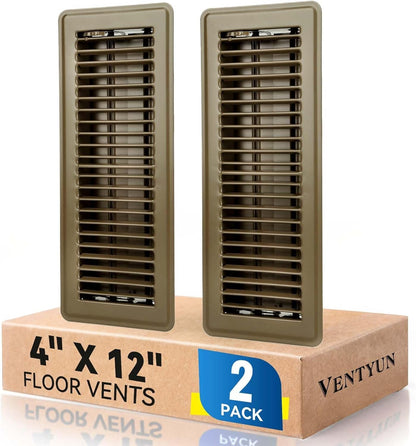 4" X 12" Floor Register Vent Covers 2-Pack, Walkable Powder-Coated Metal Vent Co