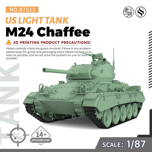 SSMODEL SS87512 1/87 HO Scale Railway Military Model US M24 Chaffee Light Tank
