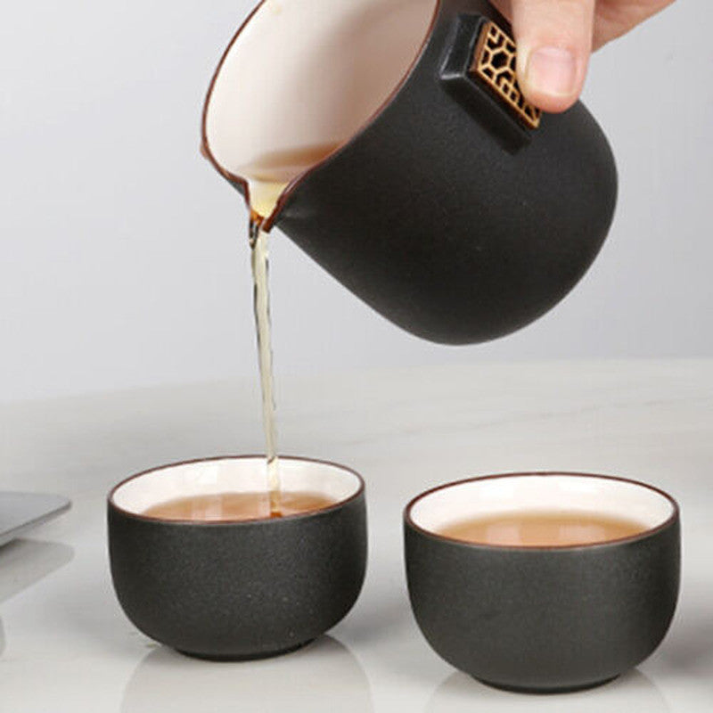 1set Portable Tea Set Bag Travel Chinese Pottery Tea Pot Infuser Cup Tea Towel
