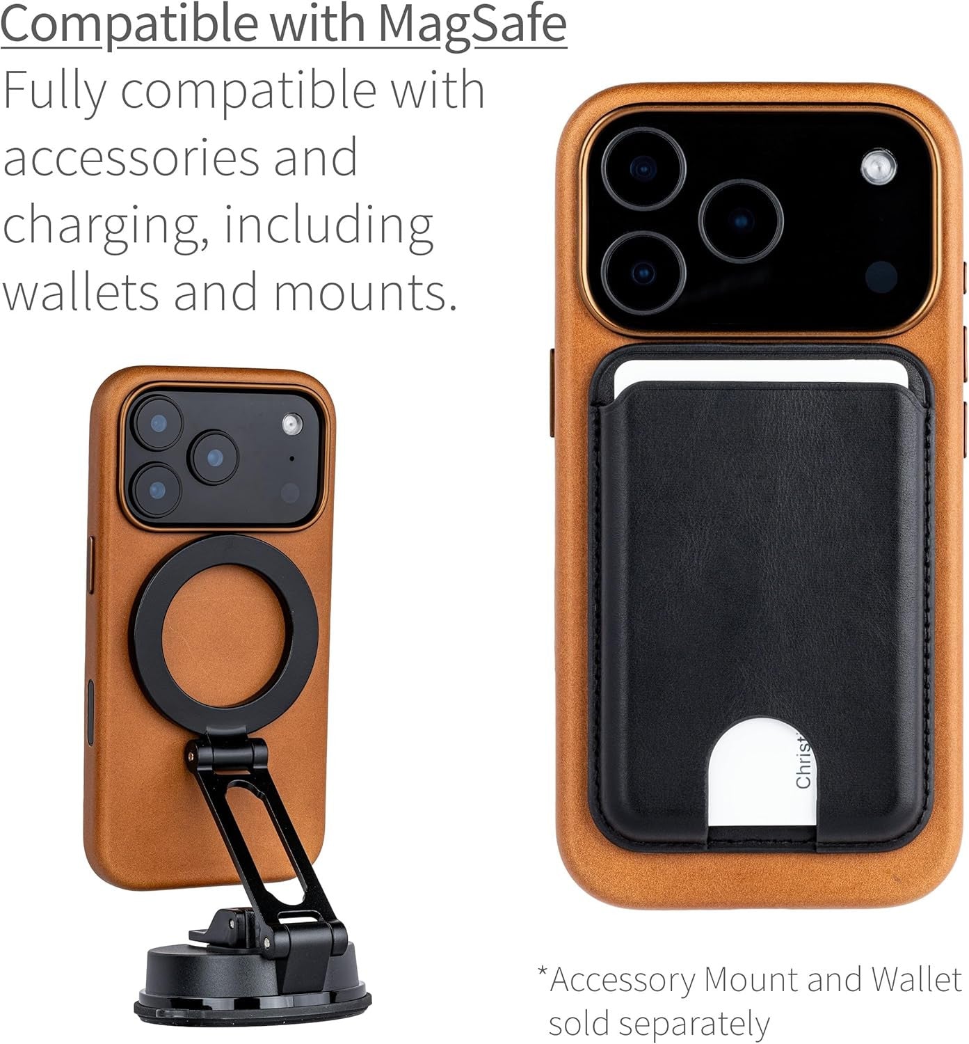 Genuine Leather Case for Iphone 17 Pro Compatible with Magsafe, with Capacitive