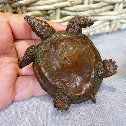 Antique Bronze Soft-shelled Turtle Statue TeaPet Handmade Copper Figurines Decor