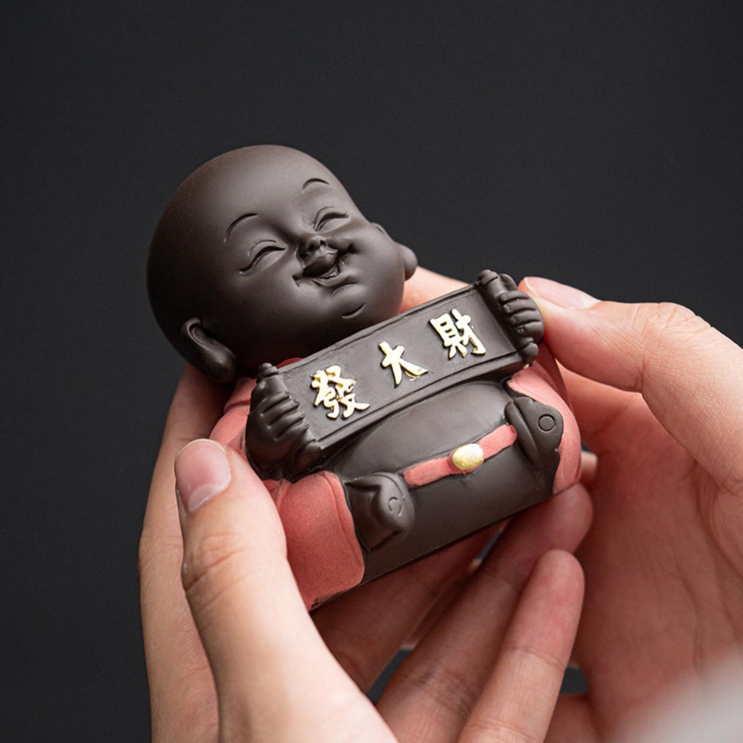 Maitreya Buddha Purple Sands Tea Pet 8.3cm Table Decoration Tea Set Accessories