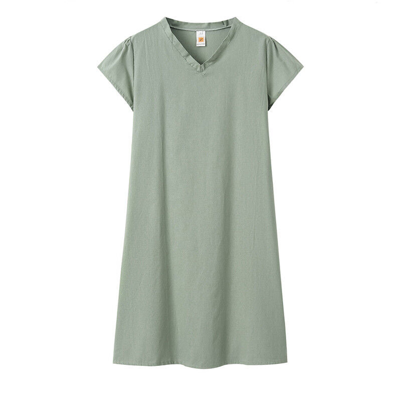 Womens T-Shirt Baggy Plus Size V-neck Ladies Short Sleeve Tops Dress Summer New