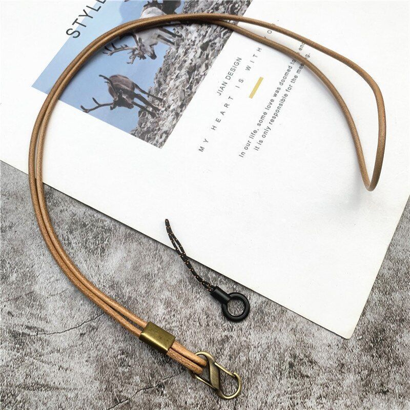 Mobile Phone Straps Cowhide Lanyards Key Leather Card Badge Neck Sling Band 50cm