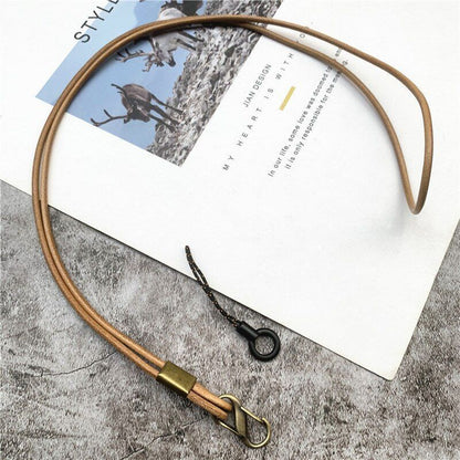 Mobile Phone Straps Cowhide Lanyards Key Leather Card Badge Neck Sling Band 50cm