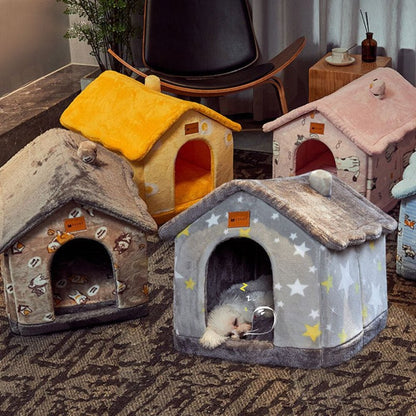 Sleep Kennel Pet Nest Warm Removable Cave Bed
