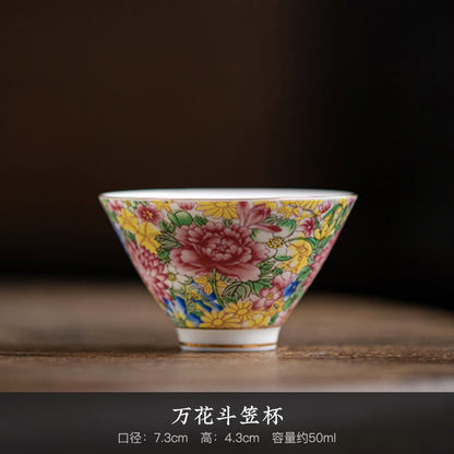 50ML Ceramic Enamel Colored Tea Cup Owner's Tasting Cup Tea Set Supplies