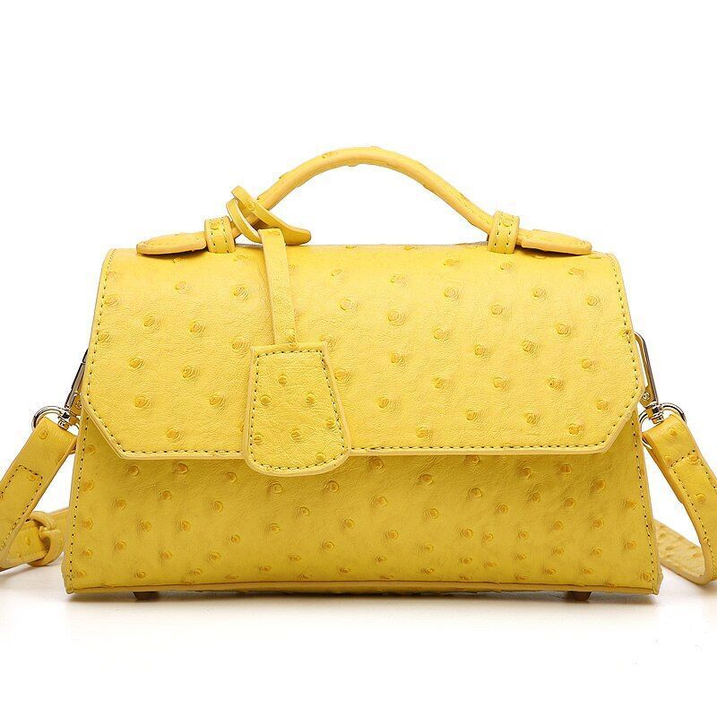 Customized Ostrich Leather Bag Shoulder Bag Pink Crossbody Purse Polyester Pouch