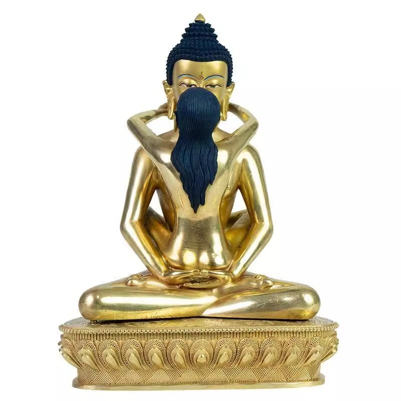 8.3" Brass Tantra Buddhism Hevajra Yab-Yum Happy Sex Buddha Statue Zen Decor