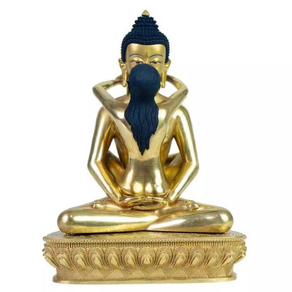 8.3" Brass Tantra Buddhism Hevajra Yab-Yum Happy Sex Buddha Statue Zen Decor