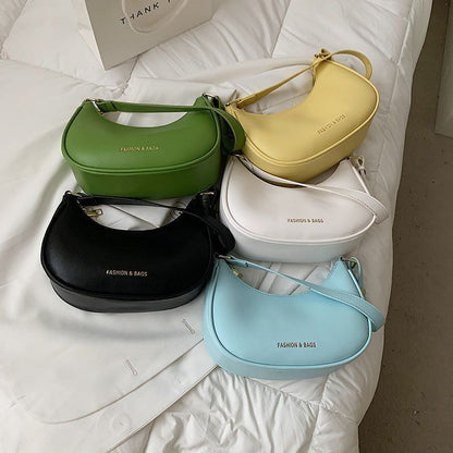 Half-moon Small Underarm Bags Clutch Synthetic Leather Handbags Shoulder Purses