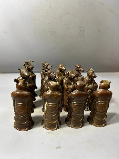 12 Pcs Chinese Zodiac Animal Statue Holy Beast Figurine Collections Feng Shui
