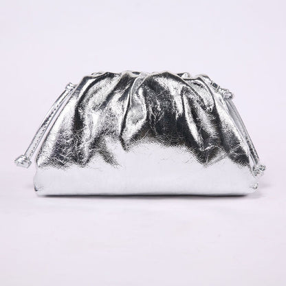Cow Leather Cloud Bag Shoulder Bag Small Crossbody Dumpling Shape Handbag Clutch