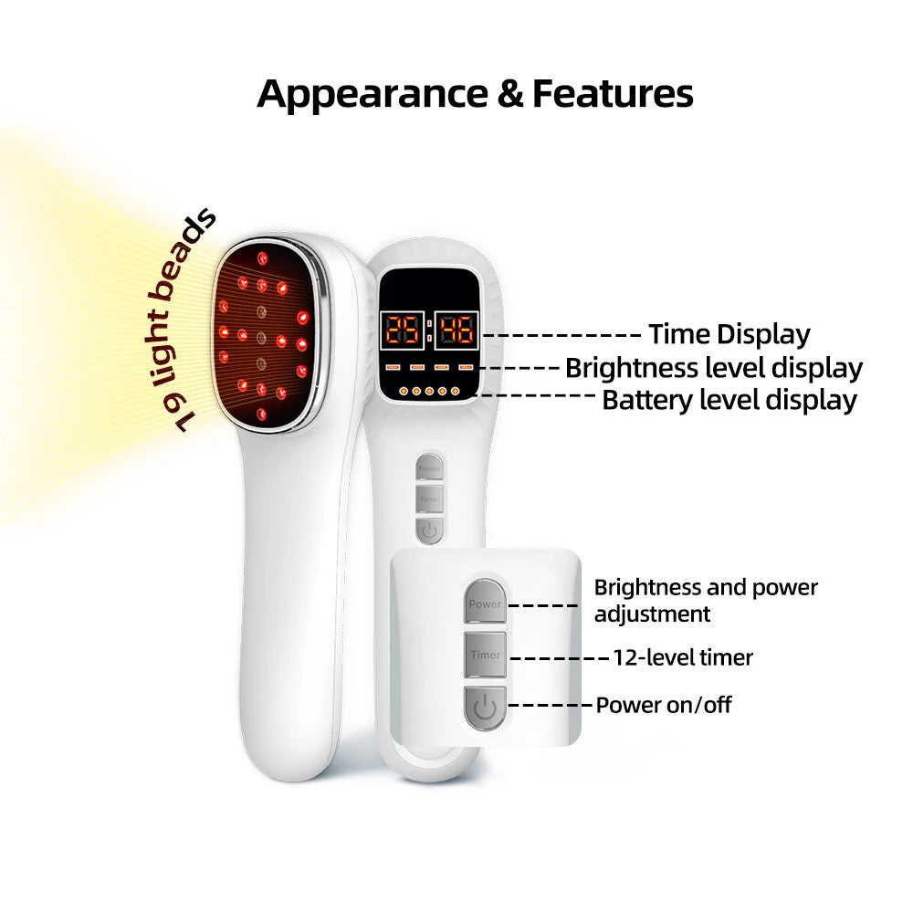 Handheld Red Light Therapy Device Back Pain Relief Red/Infrared Timing Control