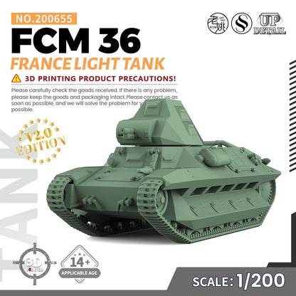 SSMODEL SS200655 1/200 Military Model Kit France FCM 36 Light Tank