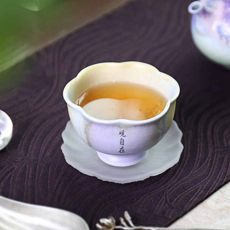 Jingdezhen Handmade Ceramic Kiln Purple Pot Flower Single Cup Light Elegant Pot