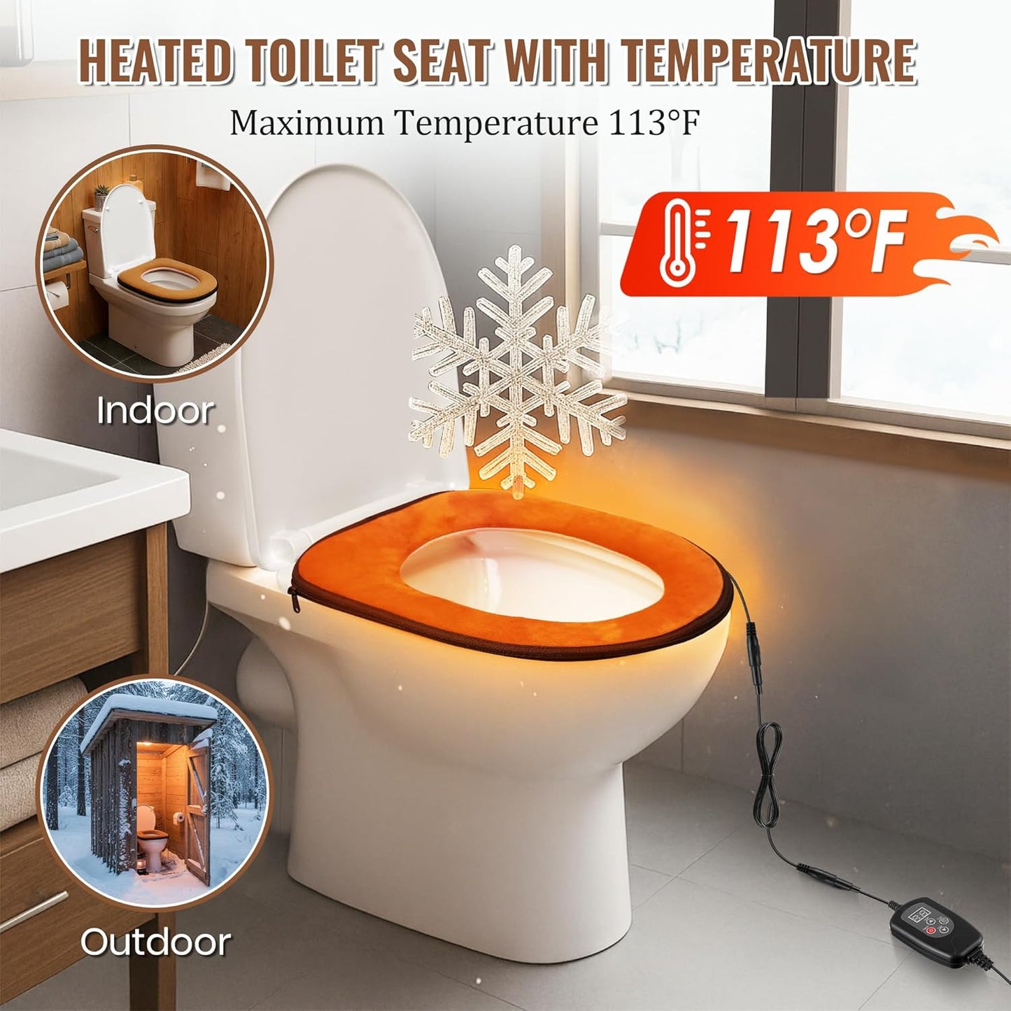 Heated Toilet Seat with Remote Control, Adjustable Temperature & Timer Settings,