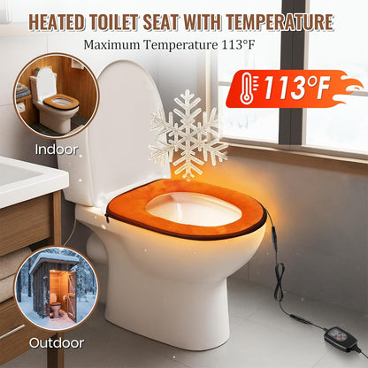Heated Toilet Seat with Remote Control, Adjustable Temperature & Timer Settings,