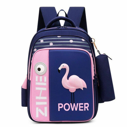 3D Flamingo Bags School Girls Boys Shark Backpack Orthopedic Grades 3-5 Zipper