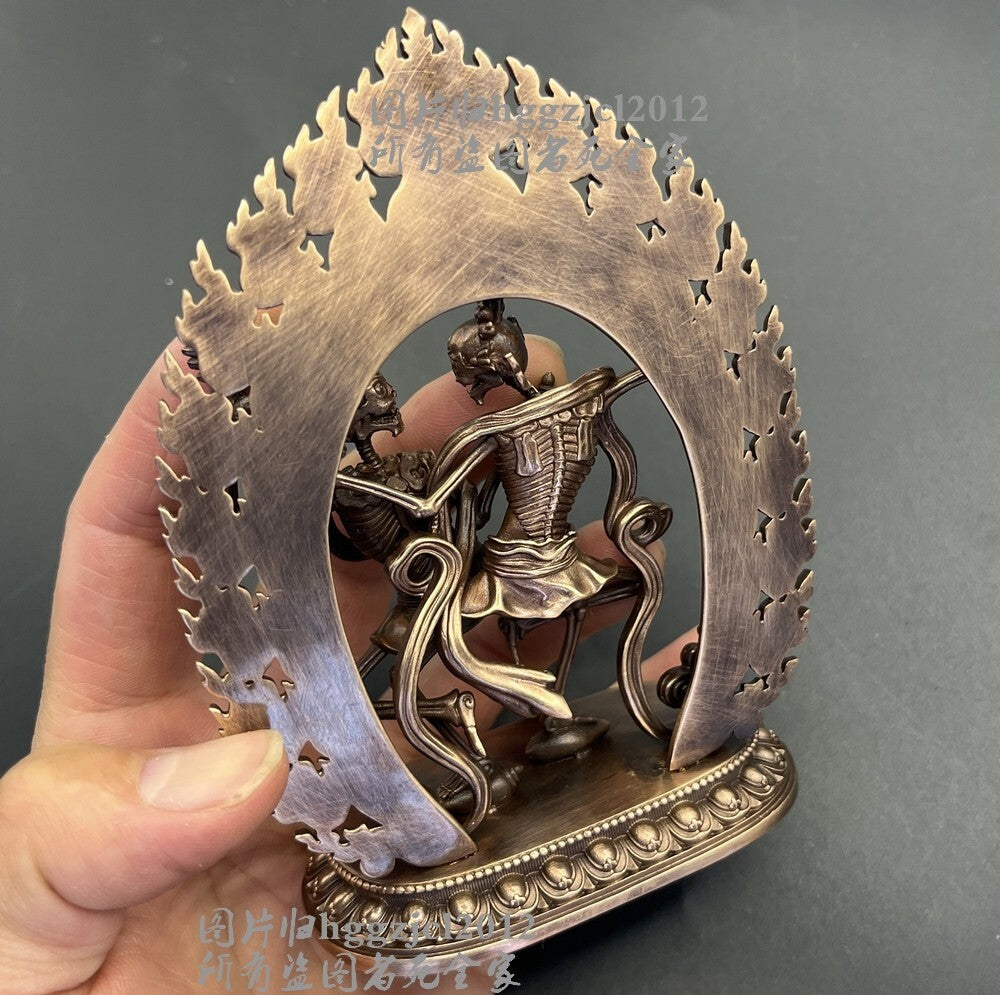 4.7'' Brass Tibet Chitipati Shri Shmashana Adhipati Protector Statue Temple Lord
