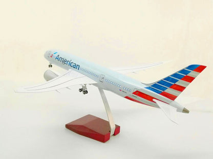 44CM American BOEING 787 Aircraft Led Sound-controlled Light Resin Plane Model