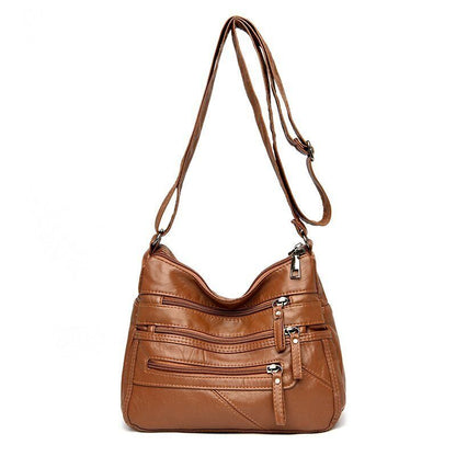 Women's Soft Leather Shoulder Bags Multi-Layer Crossbody Bag Handbag