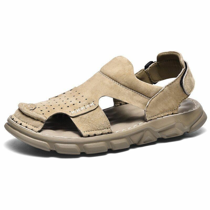 Upstream shoes leather breathable sandals summer Wading shoes soft-soled beach