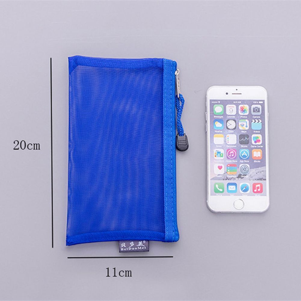 1Pc Transparent Grid Zipper Bag Pencil Case Storage Package 11*20CM PVC Cosmetic
