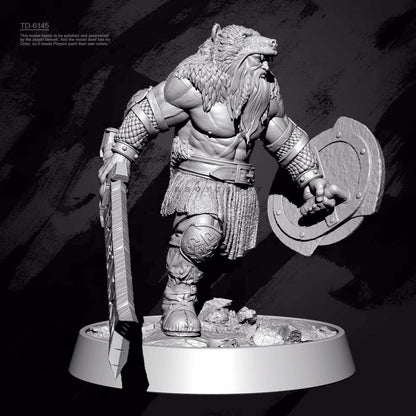 1/24 resin figure model kit Cold Winter General Bear Head Warrior 3D Printing