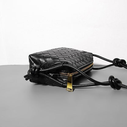 Small Handbag Phone Bag Mini Shoulder Straps Knotted Crossbody Bag Leather 1 PC