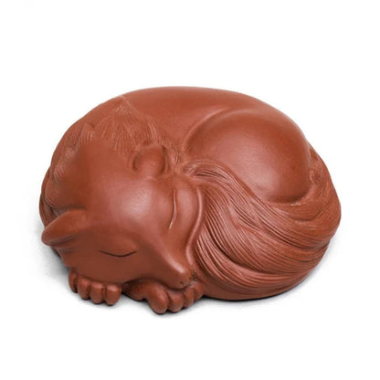 purple sands Tea Pet Ornament Nine-tailed Fox 8cm Sculpture Creative Tea Tray