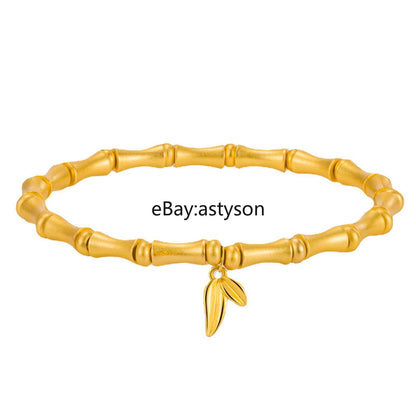 Bamboo Joint Bracelet 22K 23K 24K Gilding Yellow Gold Gp Bracelet