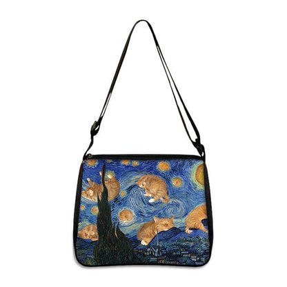 Funny Cat Cosplay Messenger Bag Handbag Canvas Underarm Shoulder Bags Crossbody