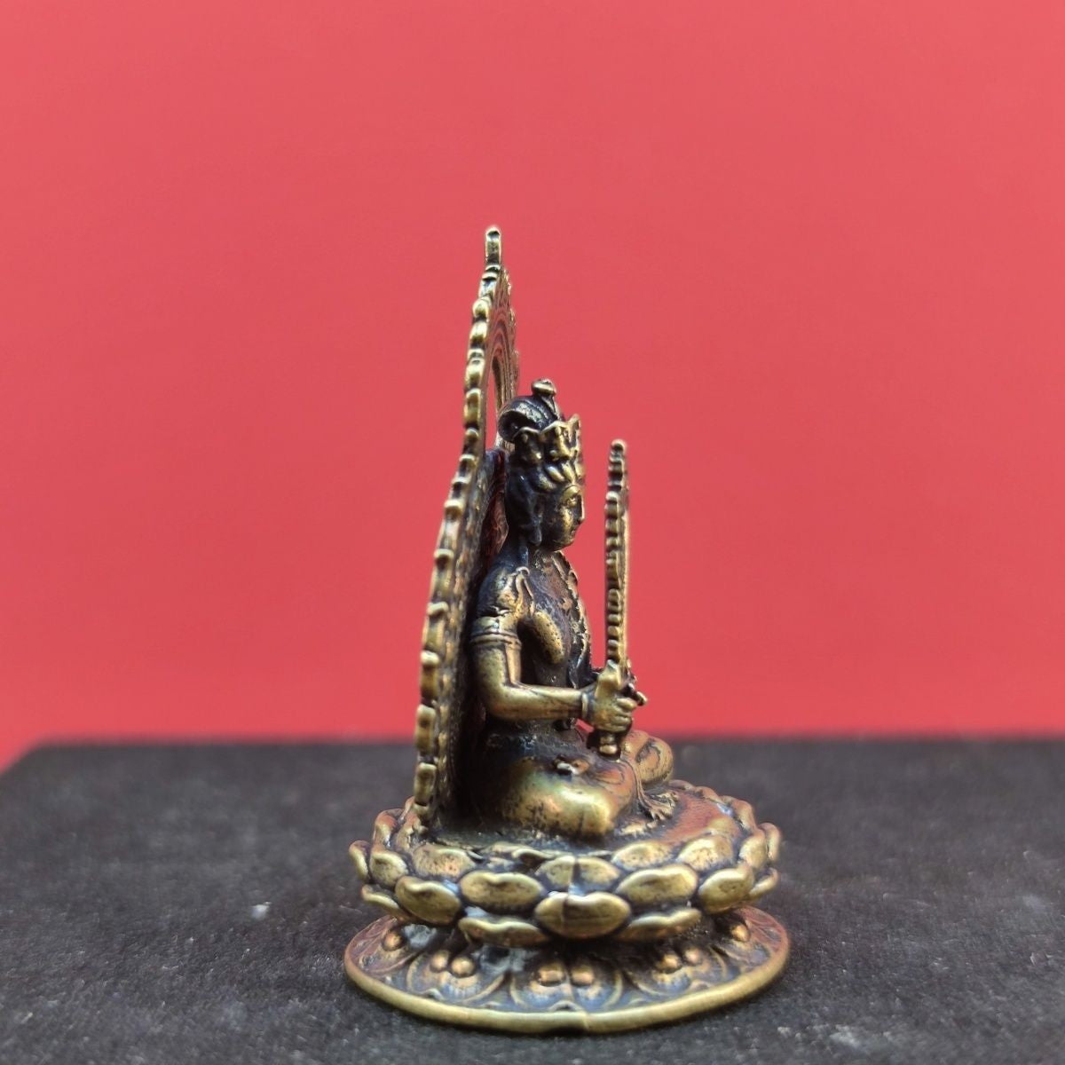 1.7 inch Solid Brass Akasagarbha Bodhisattva Mini Statue Religious Offerings