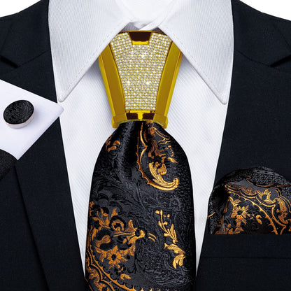 Men Necktie 3Pcs Luxury Striped Ties Cufflinks Pocket Square Wedding Accessories