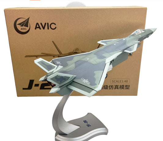1:48 45CM AVIC J-20 Stealth Fighter Jet PlaneDiecast Military Aircraft Model
