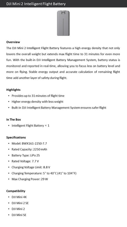 2 PCS DJI Mini 2 Intelligent Flight Batteries– 31min Flight Time for Mini2/SE/4K