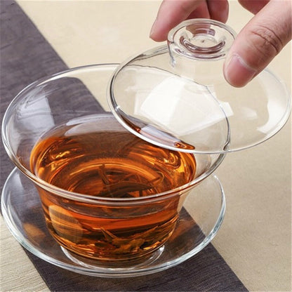 Chinese Tradition Gaiwan Thick Glass Tea Cup High Heat Resistant Tea Kung Fu Tea