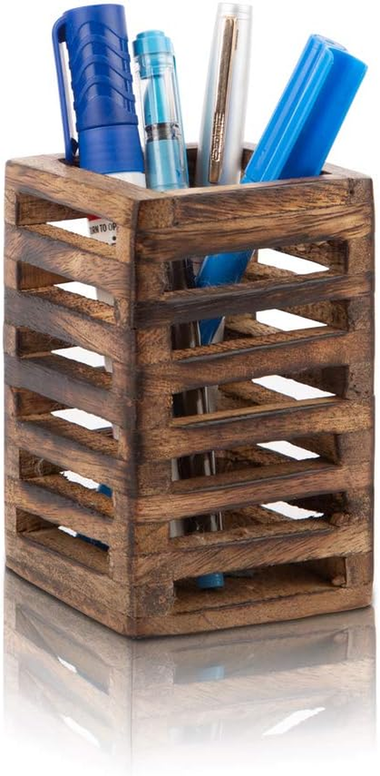Handcrafted Wooden Pen Pencil Holder Organizer Desk Home Office Decoration Gift