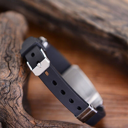 Men Stainless Steel Rubber Bracelet Retro Classic 3D Jesus Cross Style 1792