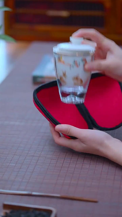Portable Tea Set Filter Net Office Cup With Travelling Bag Outdoor Glass Pitcher