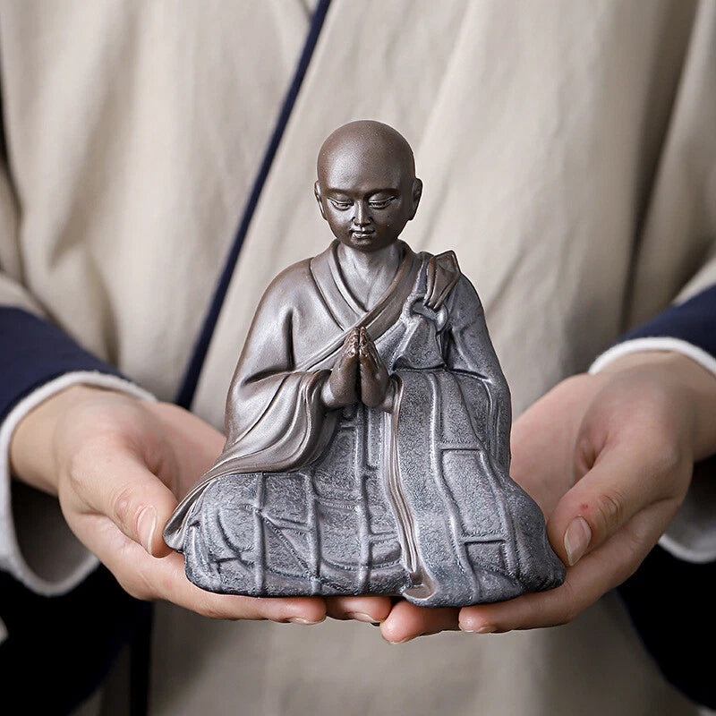 Monk Statue Zen Style Tea Pet Table Decoration Hand Carved Tea Play Figurine New