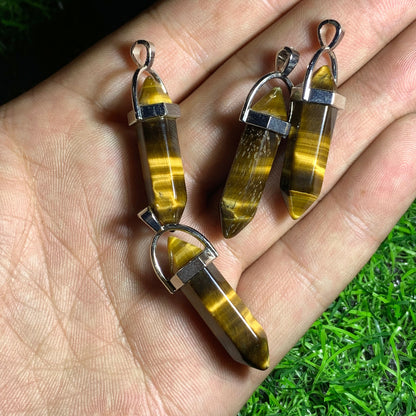 4pc Natural Tiger's eye Quartz Crystal Necklace Pendant healing