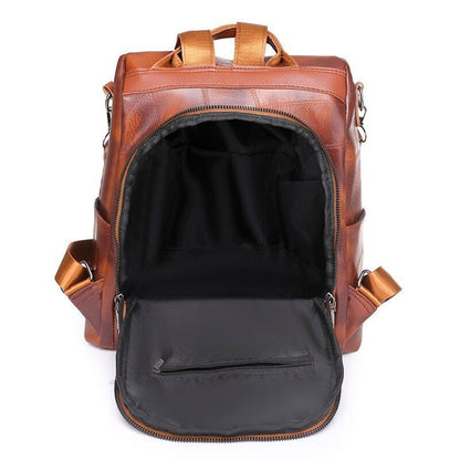 Backpack Fashion School Bags Leisure Genuine Leather Shoulder Bag Vintage Zipper