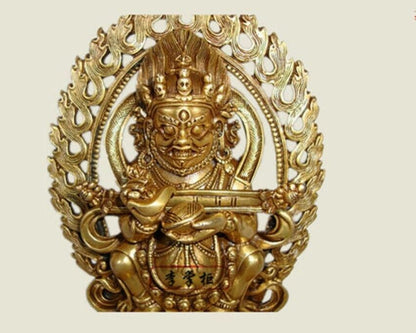 Tibet Tibetan Buddhist Handmade Brass Statue Mahakala Two Arm Maha Gala Mahakala