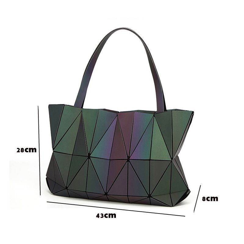 Color Changing Handbags Night Luminous Rhombus Geometric Bag Shoulder Purse 1 PC