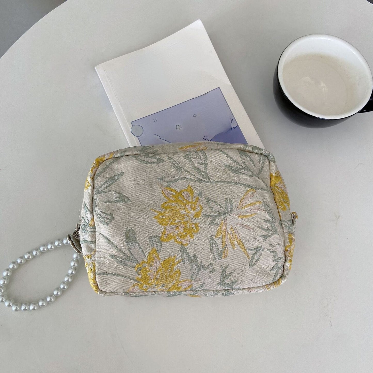 Floral Small Travel Cosmetic Bag Clutch Make Up Storage Toiletry Bags 5*15*11 CM