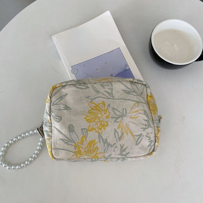 Floral Small Travel Cosmetic Bag Clutch Make Up Storage Toiletry Bags 5*15*11 CM