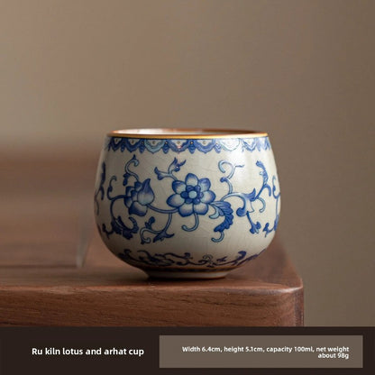 100ml Ru Kiln Ceramic Lotus Zen Tea Cup Tea-tasting Meditation Cup Master Cup